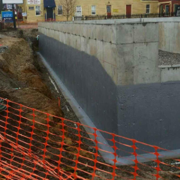 photo of waterproofing building foundation